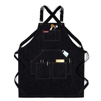 Tablier en Denim lavable et Durable avec des rayures de ruban réglables, tablier pour serveur, barbier, 1 pièce