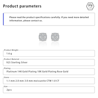 Boucles d'oreilles en argent sterling 925 plaqué or en forme de fleur, serties de moissanite, style hip-hop, vente en gros RTS