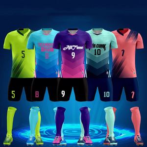 Ensemble uniforme de football à manches courtes SM, impression numérique personnalisée, été, respirant, léger, séchage rapide, antibactérien, col en V, coupe ajustée - Product Image 5
