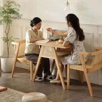 Ensemble de tables à manger en bois massif de haute qualité, chaises en bois gain de place, table et chaises de salle à manger en rotin pour le loisir