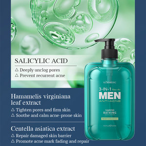 KORMESIC Gel <span class=keywords><strong>Doccia</strong></span> Idratante e Schiarente 520ml per Uomo, 3-<span class=keywords><strong>in</strong></span>-1 Illuminante e Anti-Acne - Product Image 4