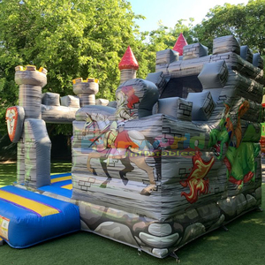 Château gonflable Chevalier, combo toboggan et château rebondissant pour enfants, usage commercial extérieur - Product Image 3