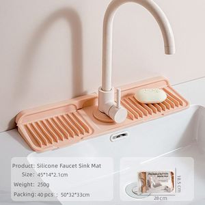 Vente en gros 17 pouces robinet de cuisine évier tapis anti-éclaboussures tapis de robinet en silicone évier coussin de vidange derrière le robinet tapis de séchage - Product Image 2
