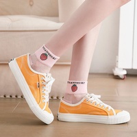 Nouvelles chaussettes d'été en soie cristalline, style japonais, fines, motif fruits de dessin animé, doublées coton, absorbantes, pour femme