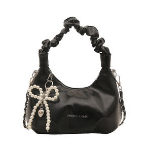 Bolso de Mano Plegable para Mujer con Lazo, Textura de Dumpling, Cadena para Hombro y Cierre de Cremallera, Venta al Por Mayor del Fabricante 2025 - Product Image 5