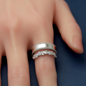 Custom 10K/14K/18K White Gold Lab Grown Diamond D Color VVS Clarity Brilliant Cut IGI Certified Wedding Couple <b>Ring</b> <b>Set</b> <b>Women</b> - Product Image 4