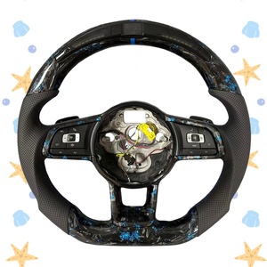 R-Line พวงมาลัยหุ้มหนังคาร์บอนไฟเบอร์ครึ่งเดียวสำหรับ VW Volkswagen POLO Golf <span class=keywords><strong>5</strong></span> 6 7 <span class=keywords><strong>MK</strong></span> 7GTI <span class=keywords><strong>Jetta</strong></span> Tiguan Passat B7 B8 - Product Image 1
