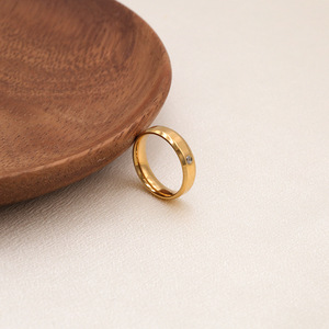 Simple Fashion <b>Titanium</b> Steel Zircon Couple <b>Rings</b> For Wedding Unisex Plain <b>Ring</b> Geometric Shape Bezel Setting - Product Image 2