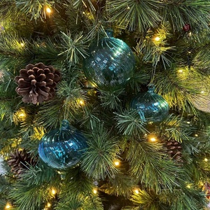 BSCI Factory Direct Sales Latest Design Christmas Ornaments Hand-blown <strong>Baubles</strong> Blue and <strong>Green</strong> Gradient Glass Ball Ornaments - Product Image 3