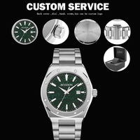 Montre-bracelet d'affaires en acier inoxydable avec logo personnalisé pour homme, cadran étoilé de luxe, résistante à l'eau, mouvement à quartz, cadeau