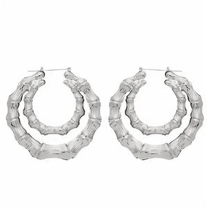 E4132 Pendientes de aro de oro blanco, joyería clásica de moda unisex - Product Image 5