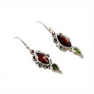 Boucles d'oreilles pendantes tendance pour femmes en argent plaqué, avec pierres de lune, améthyste et topaze, en argent sterling 925, certifiées par un tiers, bouddhistes - Product Image 3