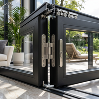 Puerta Plegable de Aluminio con Doble Acristalamiento, Moderna y Personalizada, para Solárium o Invernadero, Aislamiento Térmico para Dormitorios de Apartamentos