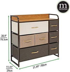 Organizador vertical de madera con marco de acero alto al por mayor, 7 cajones de tela extraíbles plegables, gran organizador de oficina, torre de almacenamiento - Product Image 3