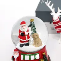 Bola de agua de dibujos animados, artesanía de resina personalizada, decoración de Navidad interior, música, globo de nieve