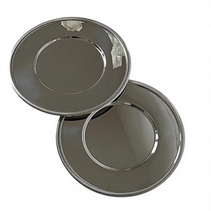 Plato de presentación plateado de diseño sólido, platos y vajilla de metal de alto brillo, reutilizables, aptos para contacto con alimentos, plato único para uso en la cena - Product Image 1