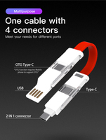 Mini Câble de Données USB Porte-clés - Cadeaux d'Affaires Charge Rapide 4/6-en-1 Magnétique Banque d'Alimentation Compatible Type-C/iPhone & OTG