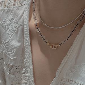 Vintage Style S925 Pure Silver Transparent White <b>Crystal</b> Necklace Niche Design with Simple Dense Inlaid Pig Nose Buckle - Product Image 2