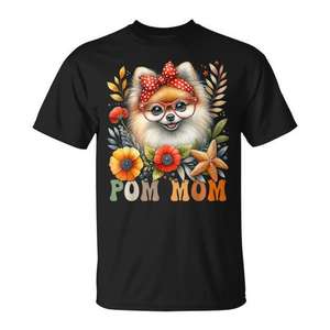 Camiseta retro floral para mujer, amante de las perros pomeranianos, para el Día de la Madre - Product Image 1