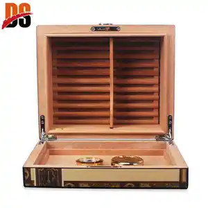 DS Atacado fabricante fumar personalizado real para venda humidor charuto madeira