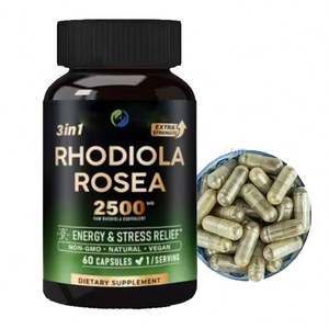 Ausreson OEM Extrait de racine de Rhodiola Rosea biologique naturel 500 mg en capsules, complément alimentaire pour la santé du cerveau, capsules de ginseng et de rhodiola rosea - Product Image 1