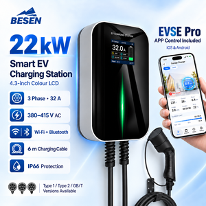 APP-Steuerung 220V-480V Elektrische Schnelllade-<span class=keywords><strong>Wallbox</strong></span> 7KW/ 11KW/ 22KW EV-Ladegerät Tesla-Schnittstelle Standard 32A Nennstrom Neu - Product Image 1