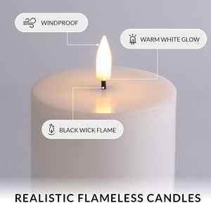 Slim Wholesale White Bulk Three Different Sizes <b>Paraffin</b> Wax LED Flameless Pillar Candle Vase Set Home Decoration Votive Candle - Product Image 4
