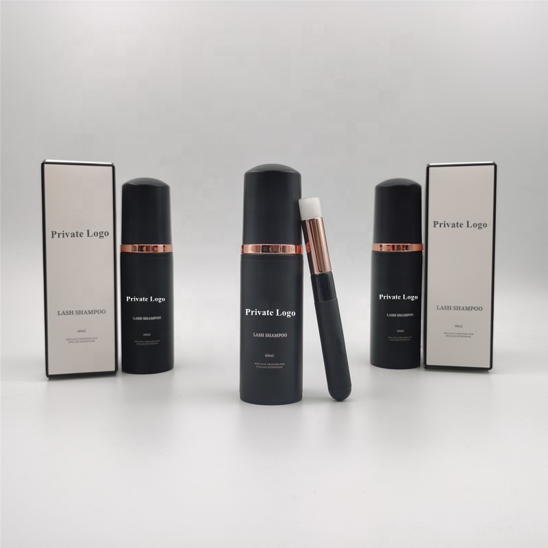 Пользовательский шампунь для ресниц в черной бутылке, средство для глубокой очистки ресниц