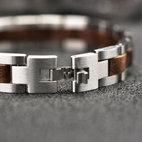Bracelet unisexe en acier inoxydable et bois de noyer, squelette, pour hommes et femmes, vente en gros, fournisseur chinois