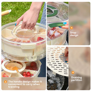 Контейнер для еды Xinhang 360 с вращающимися отделениями, ручкой и дренажной корзиной для сохранения свежести фруктов и продуктов - Product Image 6