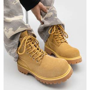 Bottes d'extérieur unisexes de qualité supérieure mi-mollet pour l'automne et l'hiver, bottes de travail élégantes et sécuritaires à lacets, bottes de neige à semelle épaisse - Product Image 5