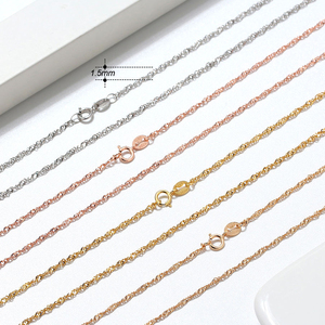 Collana a Catena Ondulata in Argento Sterling 925 per Donna, Collana a Catena Singapore per Ciondolo, Gioielli Raffinati all'Ingrosso - Product Image 2