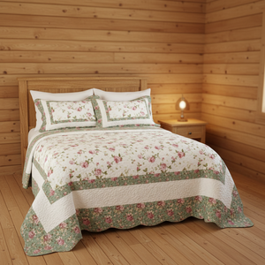 Juegos de Ropa de Cama de Algodón Vintage con Retazos Florales, Juegos Reversibles con Diseño Floral Vintage - Product Image 4