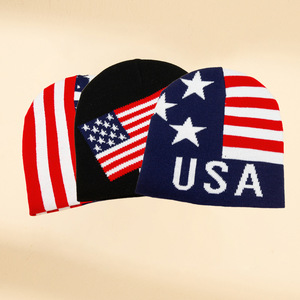 Groothandel Mode Dikke Unisex Jacquard Usa Letters Mutsen Ski Hoed Met Amerikaanse Vlag Sterren Patroon Winter <span class=keywords><strong>Beanie</strong></span> Hoed - Product Image 2