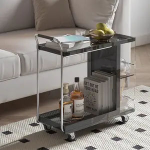 Light Luxury Living Room Sofa Trolley Simple Shelves Removable Dining Cart Antique Furniture Acrylic Side Table