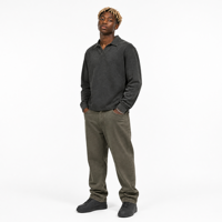 Sweat-shirt Polo Homme en molleton effet délavé, Col Johnny, Coupe Oversize, Style Streetwear, Loungewear de qualité supérieure, Vente en gros, Logo personnalisé, OEM