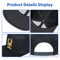 Gorras y Gorros Snapback Vintage de 6 Paneles de Algodón y Poliéster con Logotipo Personalizado al por Mayor para Hombre, Gorra Snapback Negra con Logotipo Bordado en 3D para Hombre