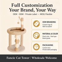 FANCIE Arbre à chat moderne en bois avec tissu bouclé, griffoir en sisal, bol et nid, lit pour chat toutes saisons, design compact multi-niveaux