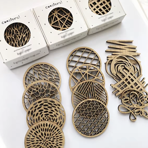 Materiale naturale Custom Design Laser Logo sottobicchiere forma speciale di legno di bambù bottiglia di birra caffè tazza da tè sottobicchiere supporto di vetro - Product Image 6