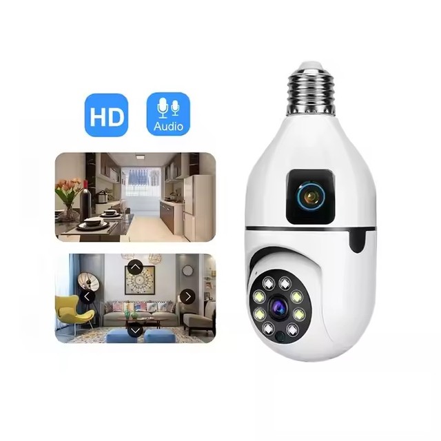 E27 Dual Lens Full Corlour Night Vision Wifi Smart Home Wireless Security Camera Two Ways Audio Remote Bulb IP PTZ Camera