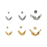 Lot de 100 connecteurs à sertir en acier inoxydable, finition perle, plaqué or 18 carats et argent, pour la fabrication de bijoux, 3 tailles