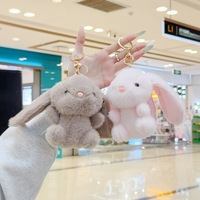 Porte-clés en peluche lapin de dessin animé, adorable poupée en peluche lapin, ornement à suspendre pour sac, pendentif pour sac d'école pour enfants, cadeau de festival, vente en gros