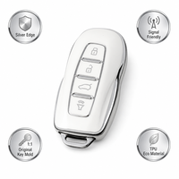 Housse de clé de voiture Ford Territory Equator Transit en TPU, 4 boutons, étui de clé intelligente avec garniture chromée, compatible signal, moulage 1:1