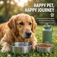 Bouteille d'eau portable 3-en-1 pour animaux de compagnie, 32 oz, distributeur d'eau de voyage pour chien en acier inoxydable, 1000 ml, avec 2 bols