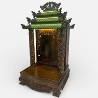 Temple domestique traditionnel en bois à trois toits, motif Muong, pour les dieux de la Richesse et de la Terre, durable, antique, mobilier pour salon et appartement