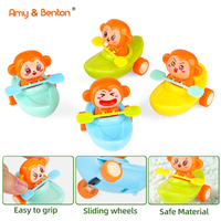 Voiture jouet à rétrofriction en plastique, motif singe de dessin animé et bateau canoë, mini-véhicule pour enfants et tout-petits, idéal comme cadeau de fête