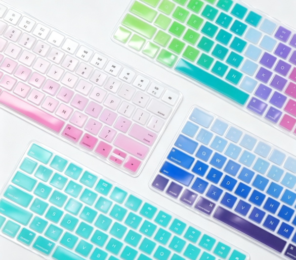 Waterproof Clear Silicone TPU Keyboard Cover Gradient Color Laptop Keyboard Protector Skin for Daily Office Home Travel Use