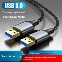 Kabel Data USB 3.0 Kecepatan Tinggi Dual-Head, Jalinan Nilon, Konduktor Tembaga Murni, Konektor Male-to-Male, untuk Laptop dan Enclosure Hard Drive