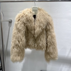 RXFurs vendita personalizzato tinta unita grande colletto corto da donna in lana di pecora naturale vera pelliccia di agnello cappotto in pelliccia da donna Mongolia