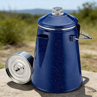 Théière en émail vintage 2L, blanche, faite à la main, avec logo personnalisé, pour café et thé, usage domestique, en métal émaillé, type percolateur